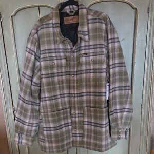 Wrangler Men's Olive Plaid Shirt Jacket